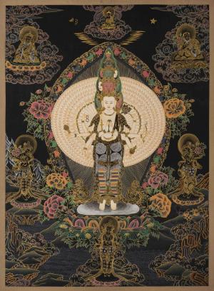 Black And Gold 1000 Armed Avalokiteshvara Thangka Thangka Art